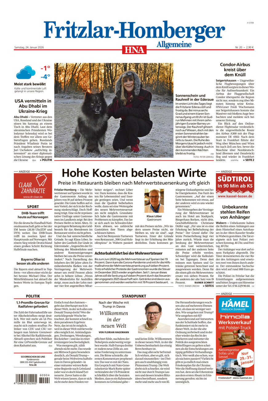 Fritzlar-Homberger Allgemeine vom Samstag, 24.01.2026