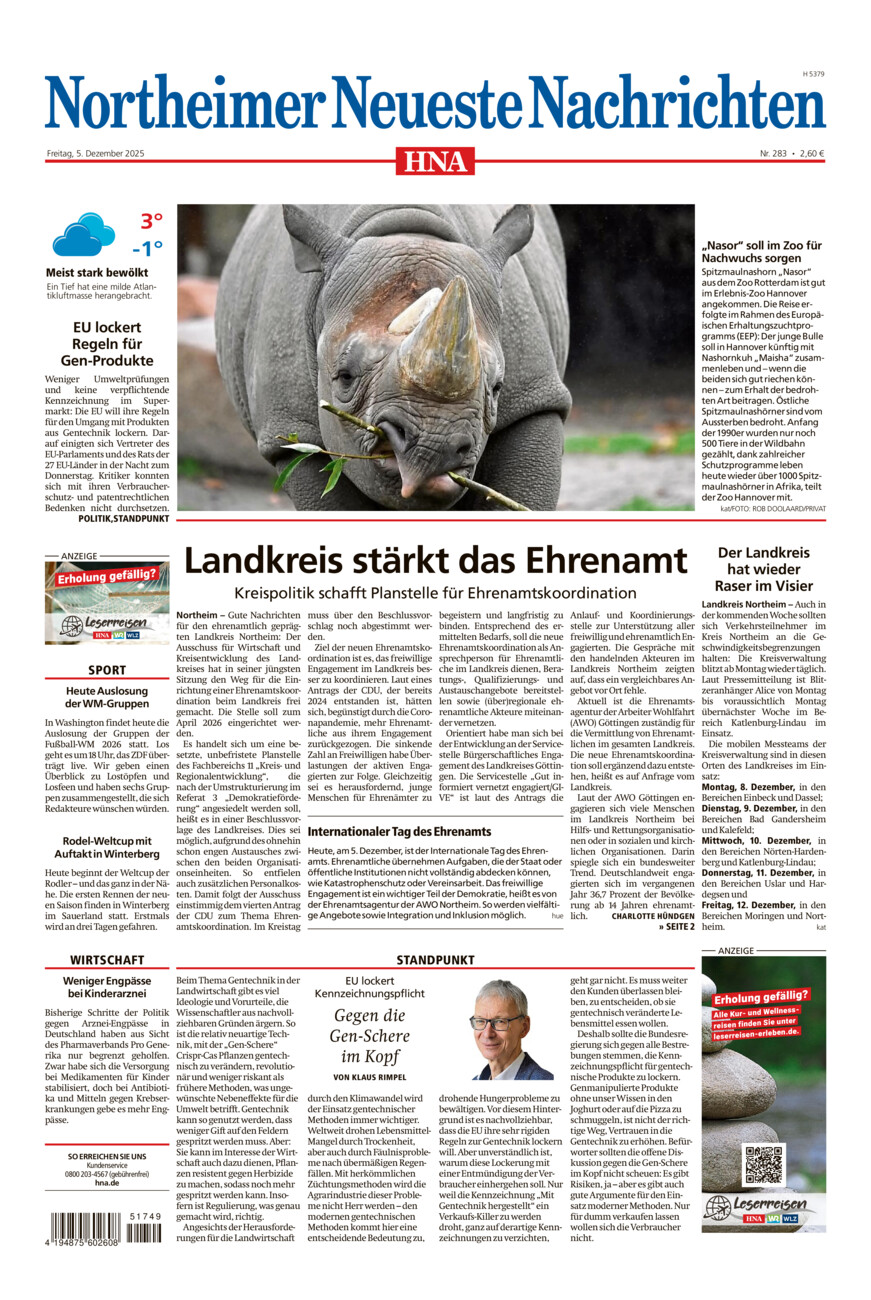 Northeimer Neueste Nachrichten vom Freitag, 05.12.2025