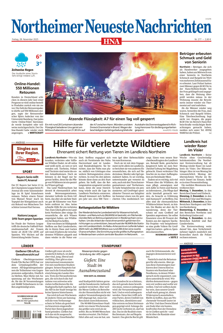 Northeimer Neueste Nachrichten vom Freitag, 28.11.2025