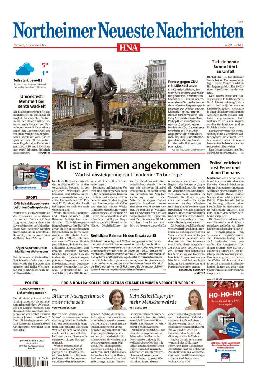 Northeimer Neueste Nachrichten vom Mittwoch, 03.12.2025