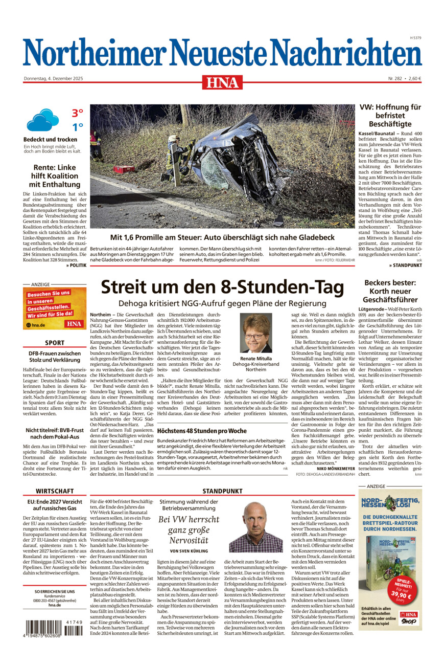 Northeimer Neueste Nachrichten vom Donnerstag, 04.12.2025