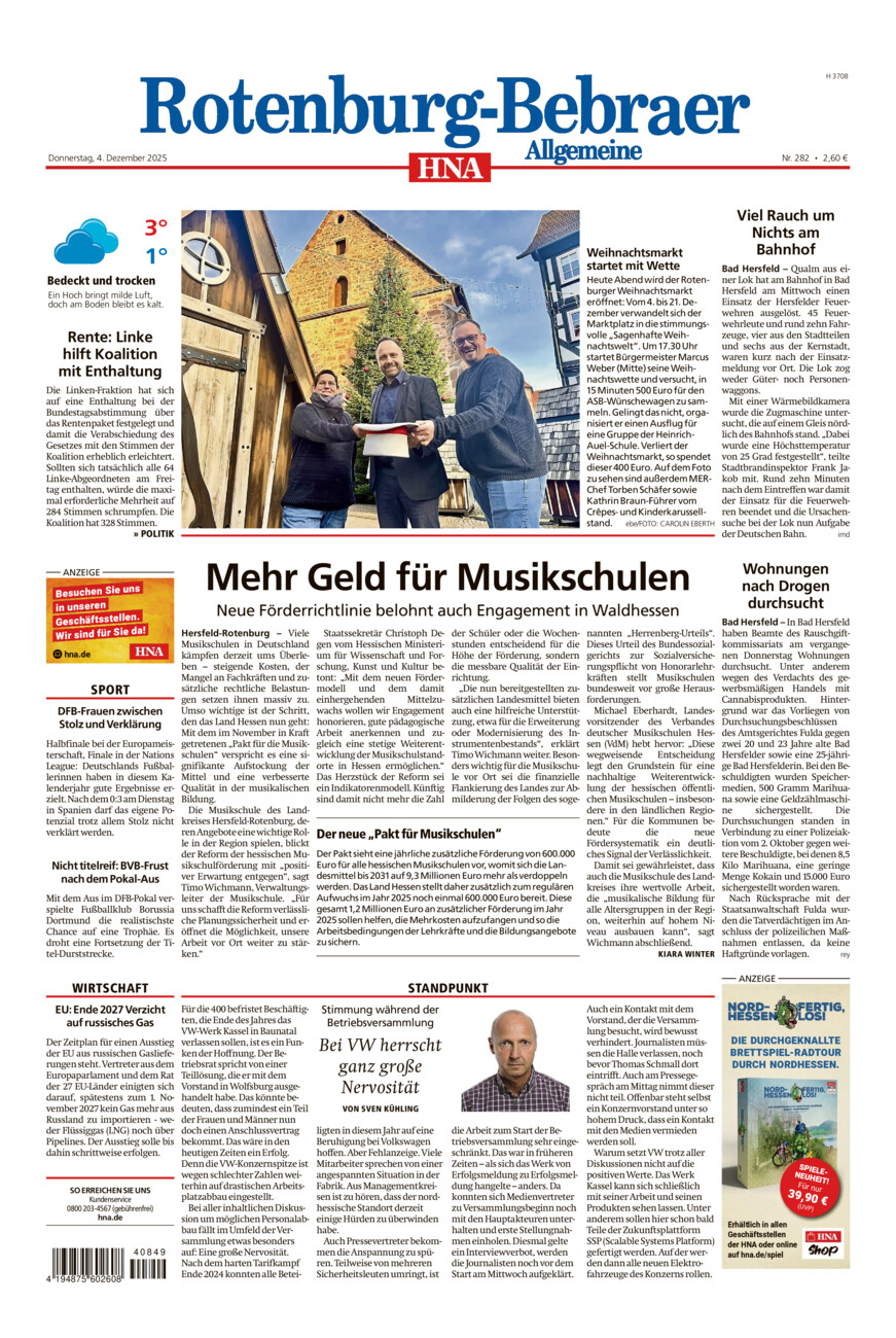 Rotenburg-Bebraer Allgemeine vom Donnerstag, 04.12.2025