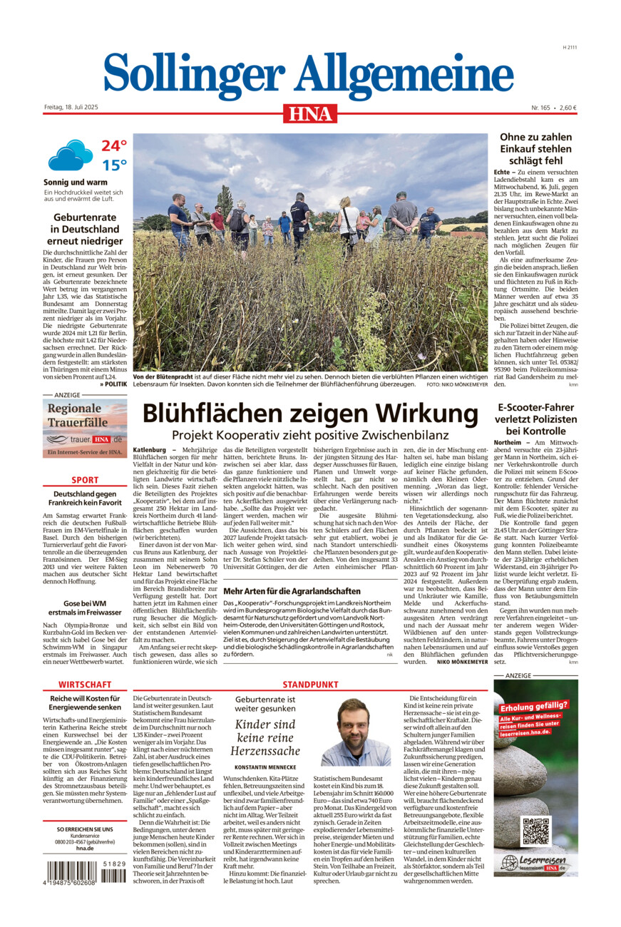 Sollinger Allgemeine vom Freitag, 18.07.2025