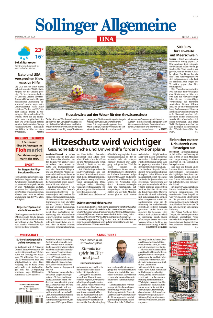 Sollinger Allgemeine vom Dienstag, 15.07.2025