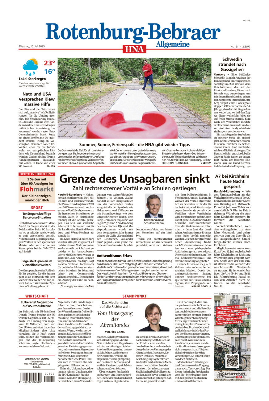 Rotenburg-Bebraer Allgemeine vom Dienstag, 15.07.2025