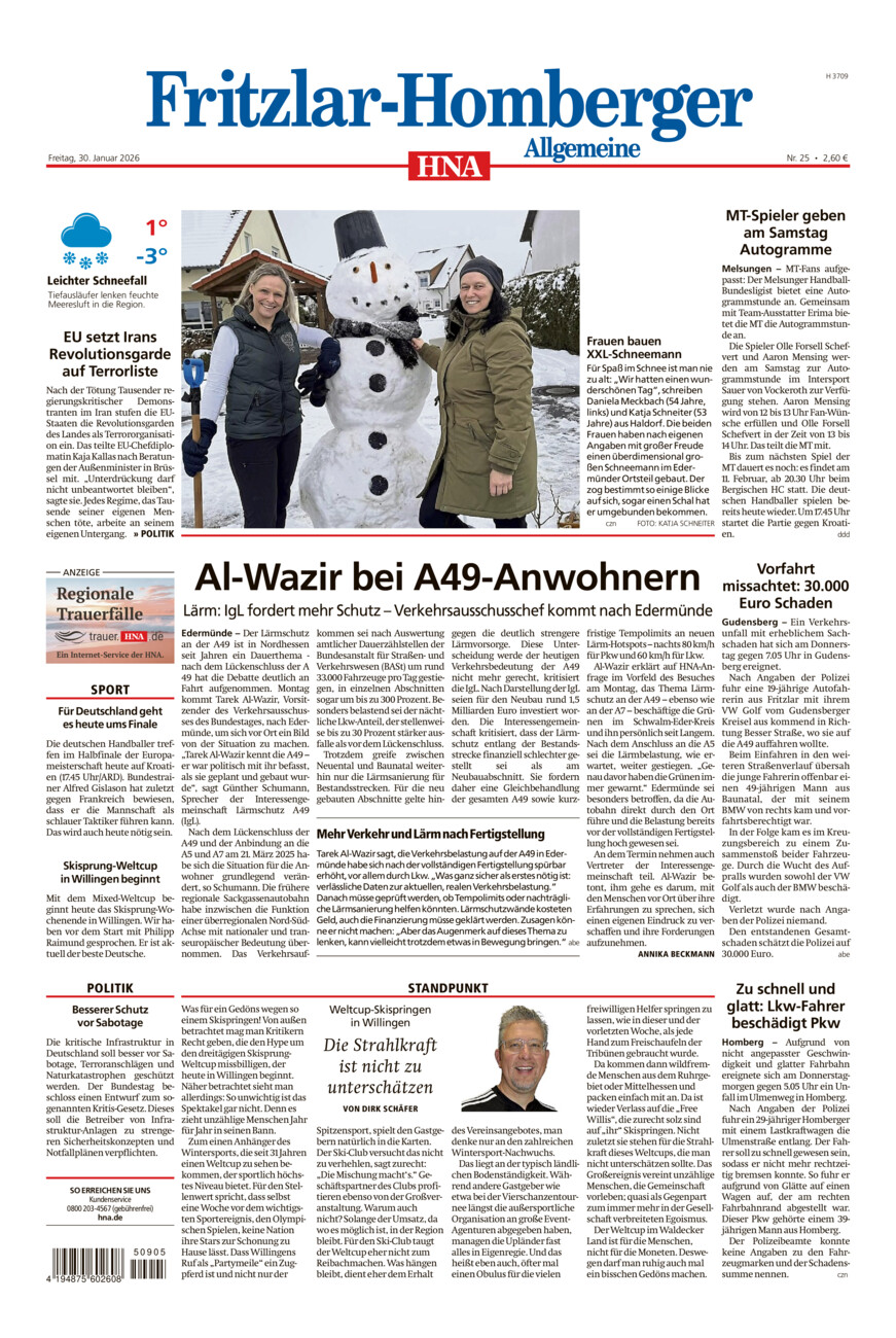 Fritzlar-Homberger Allgemeine vom Freitag, 30.01.2026