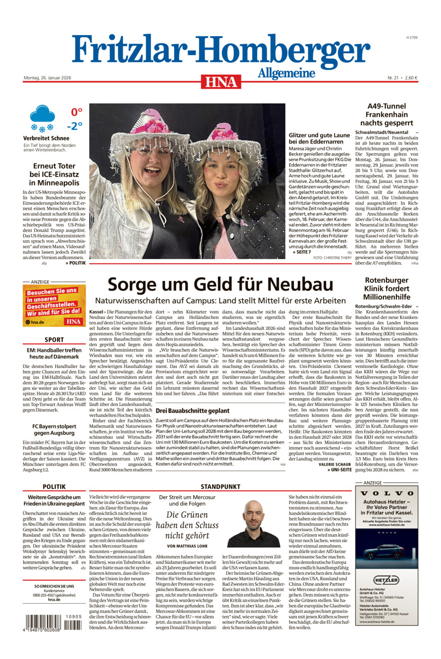 Fritzlar-Homberger Allgemeine vom Montag, 26.01.2026
