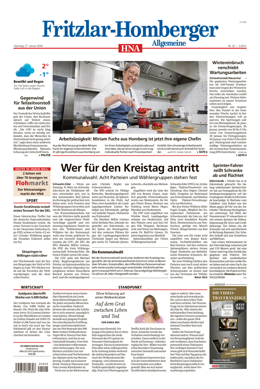 Fritzlar-Homberger Allgemeine vom Dienstag, 27.01.2026