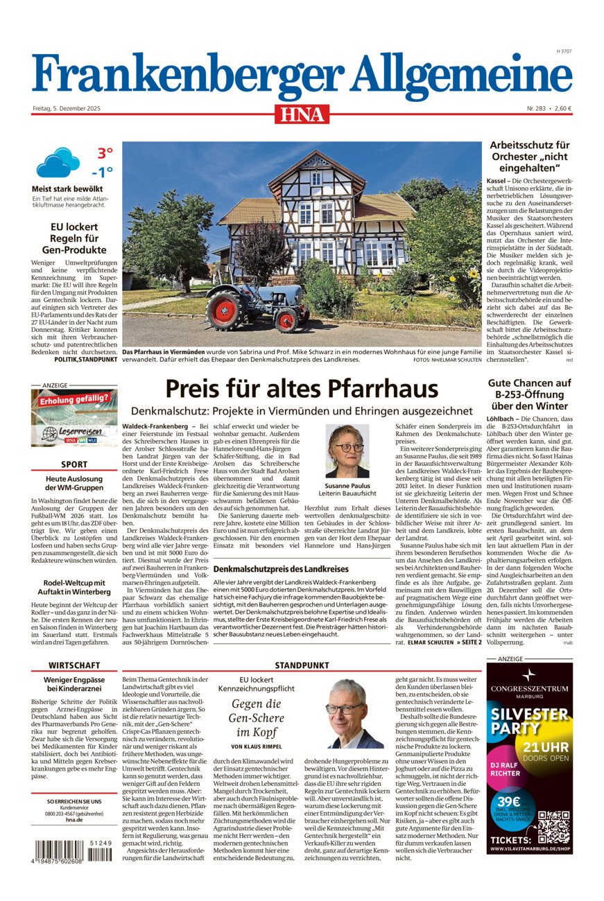 Frankenberger Allgemeine vom Freitag, 05.12.2025