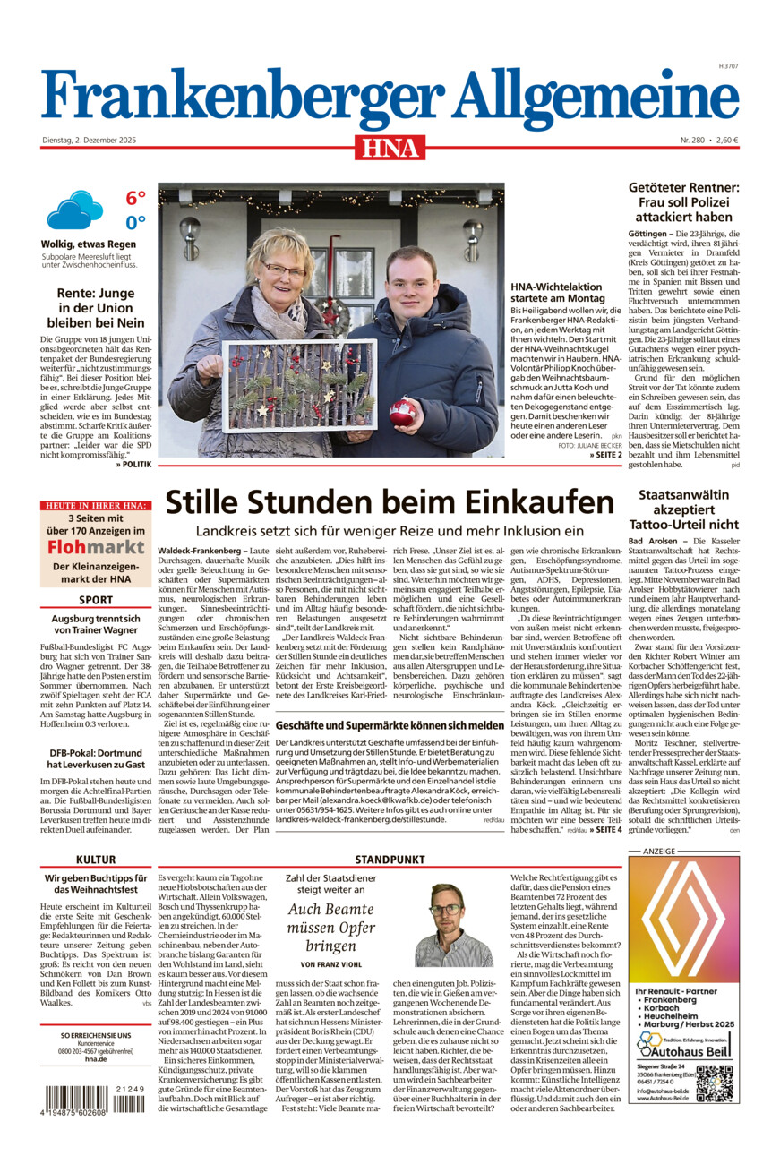 Frankenberger Allgemeine vom Dienstag, 02.12.2025