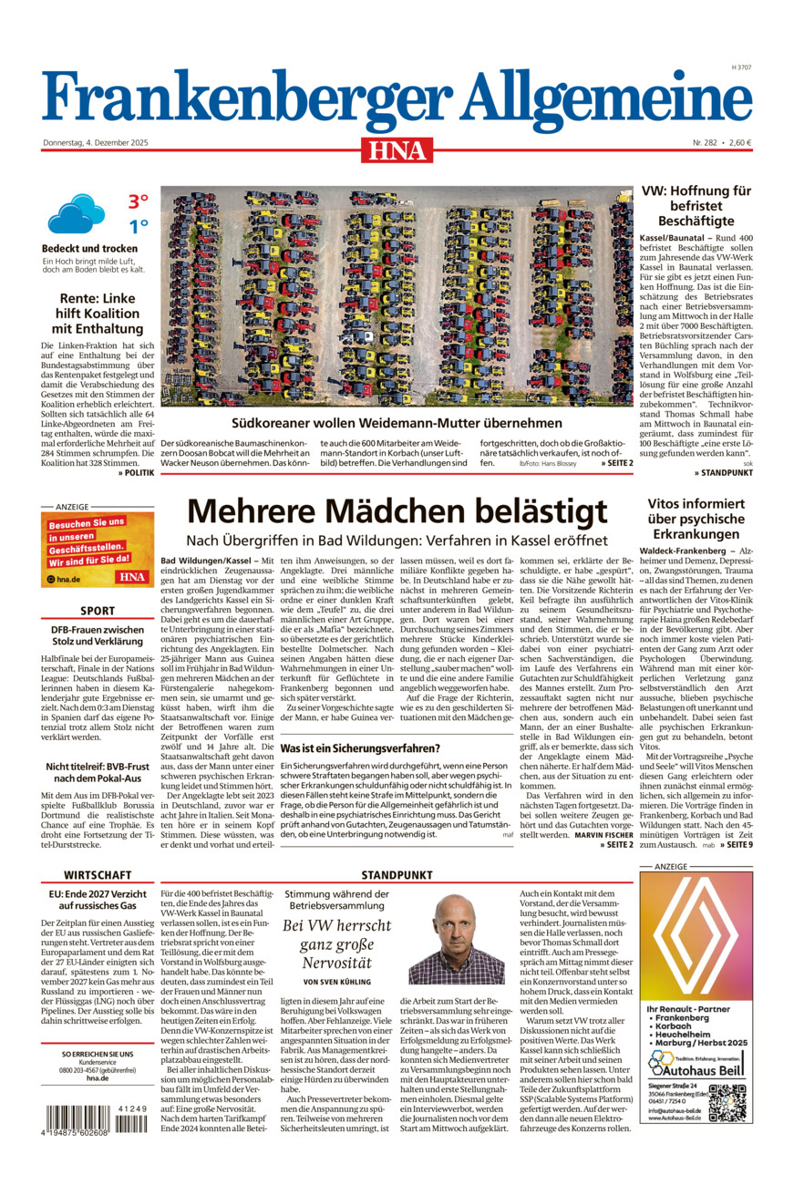 Frankenberger Allgemeine vom Donnerstag, 04.12.2025