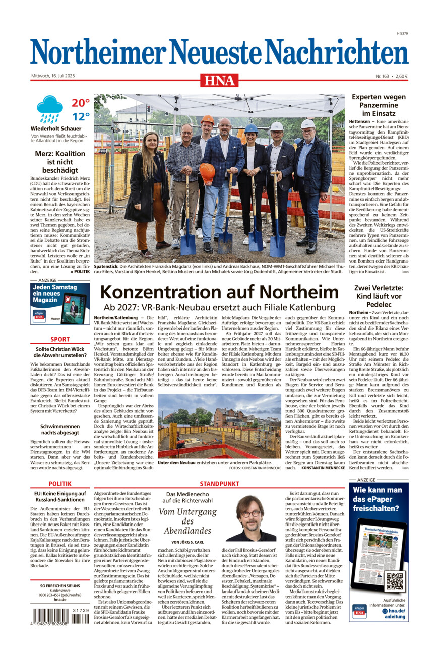 Northeimer Neueste Nachrichten vom Mittwoch, 16.07.2025