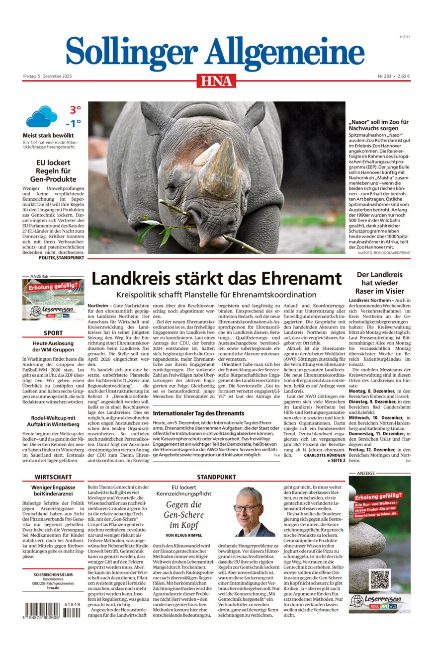 Sollinger Allgemeine vom Freitag, 05.12.2025