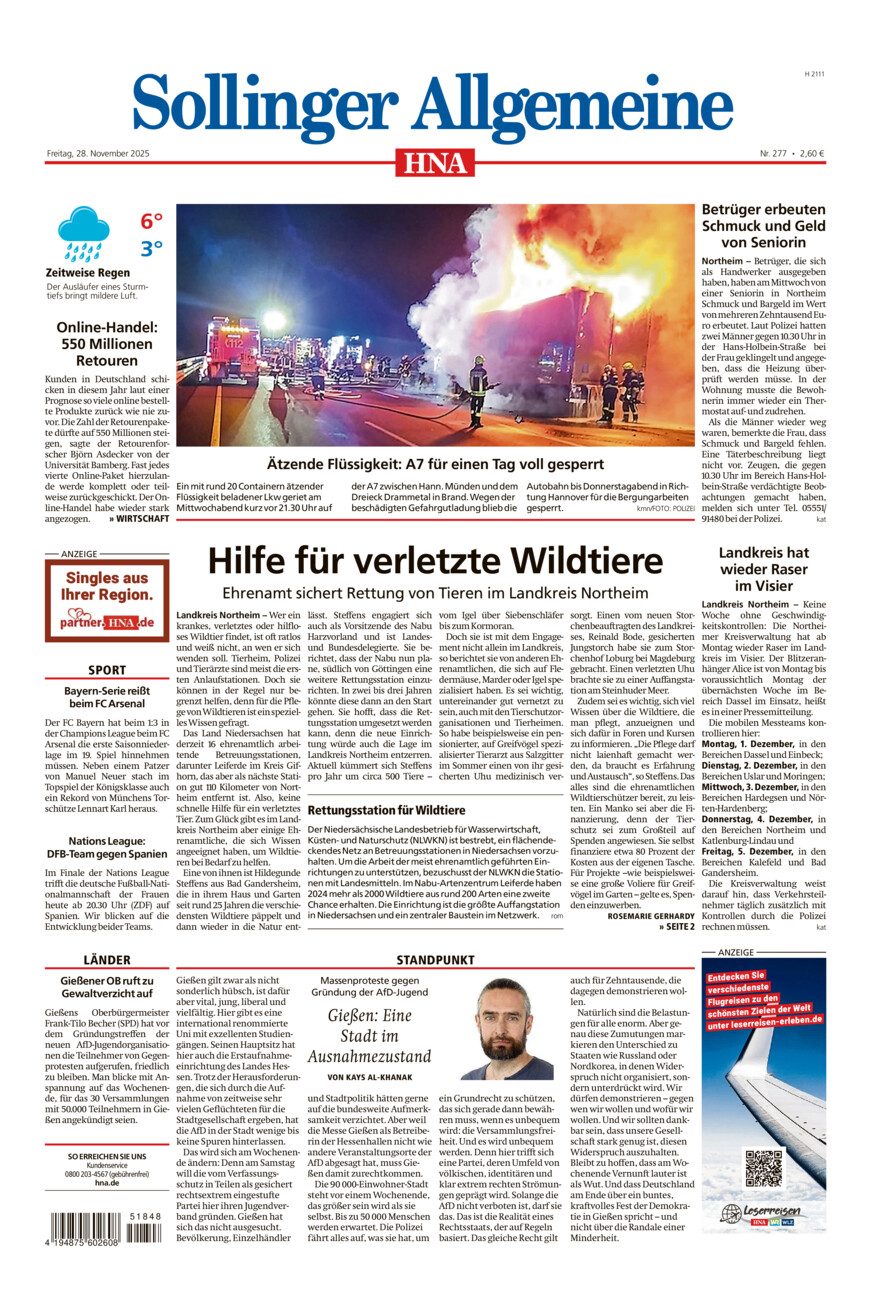 Sollinger Allgemeine vom Freitag, 28.11.2025