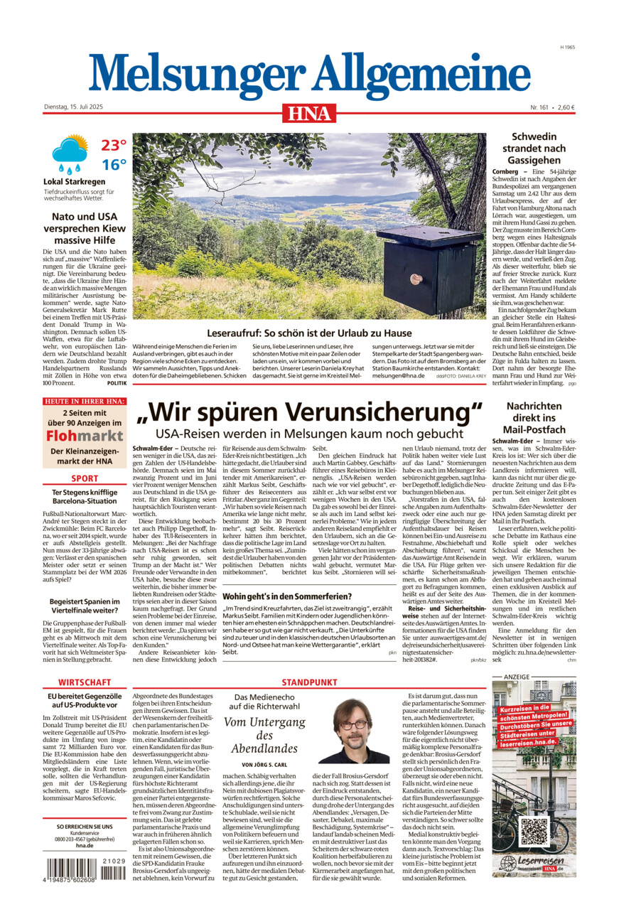 Melsunger Allgemeine vom Dienstag, 15.07.2025