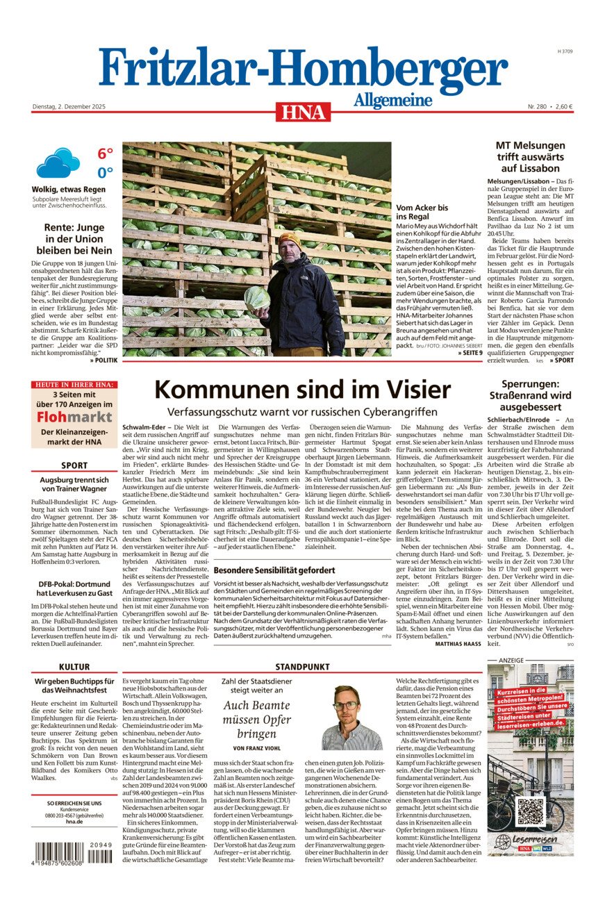 Fritzlar-Homberger Allgemeine vom Dienstag, 02.12.2025
