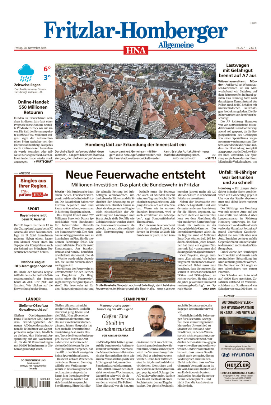 Fritzlar-Homberger Allgemeine vom Freitag, 28.11.2025