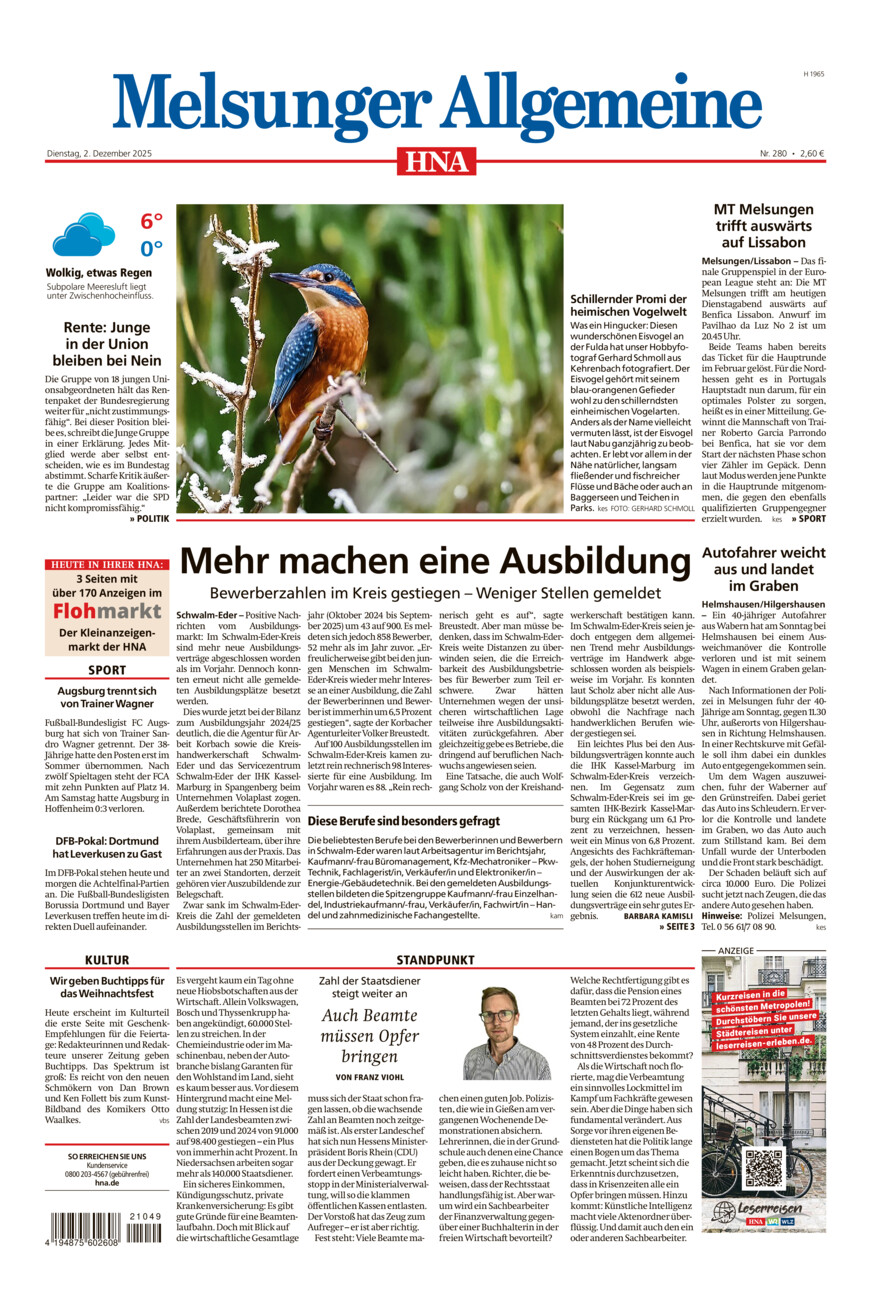 Melsunger Allgemeine vom Dienstag, 02.12.2025