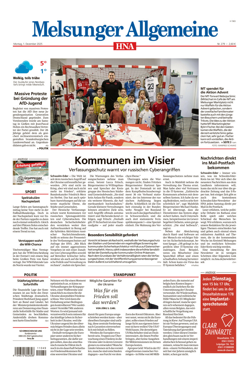 Melsunger Allgemeine vom Montag, 01.12.2025
