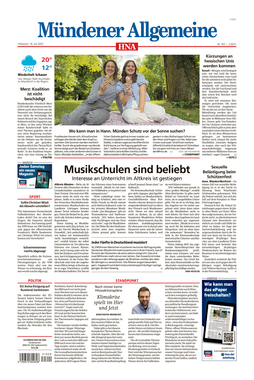 Mündener Allgemeine vom Mittwoch, 16.07.2025