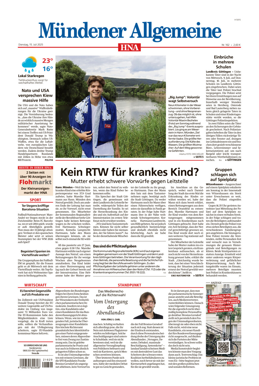 Mündener Allgemeine vom Dienstag, 15.07.2025