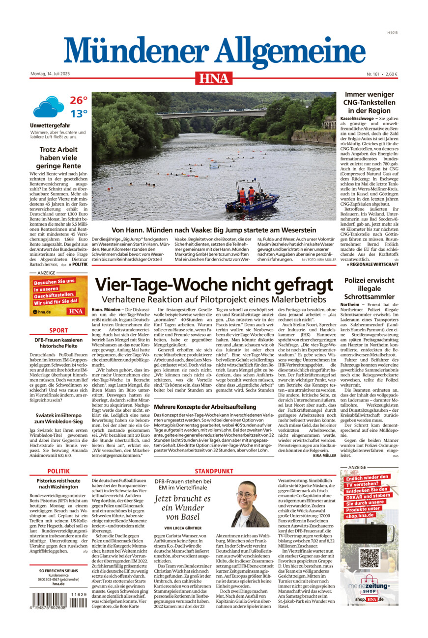 Mündener Allgemeine vom Montag, 14.07.2025