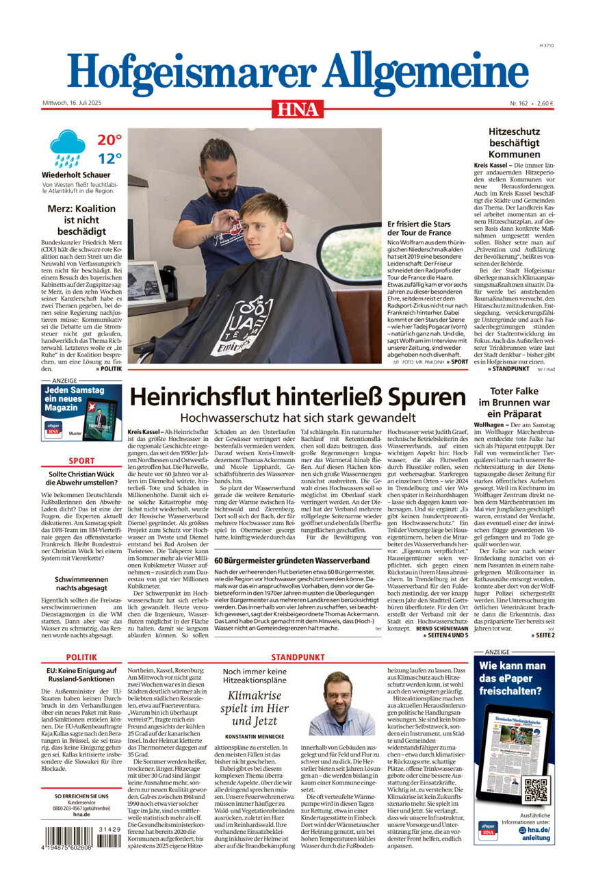 Hofgeismarer Allgemeine vom Mittwoch, 16.07.2025