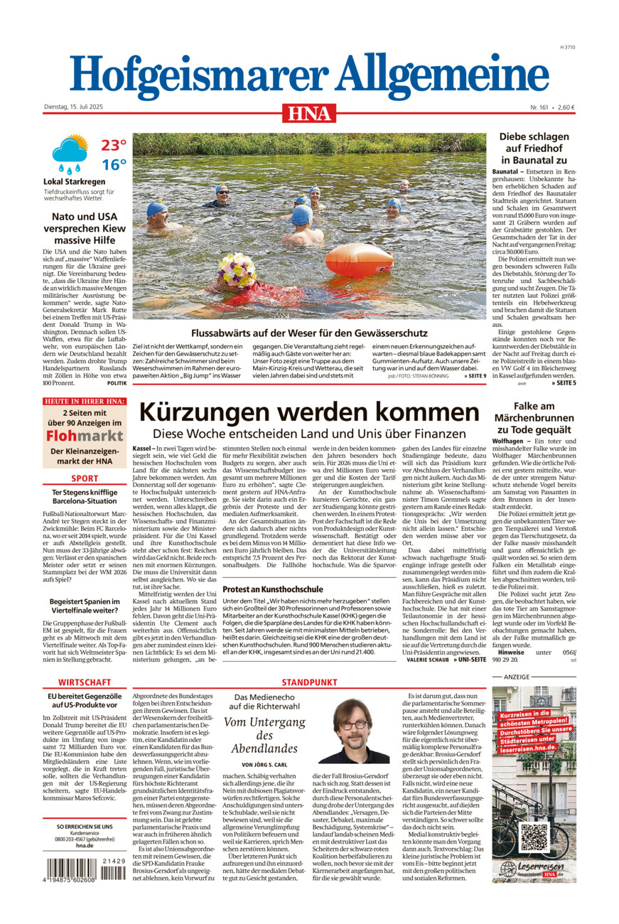 Hofgeismarer Allgemeine vom Dienstag, 15.07.2025