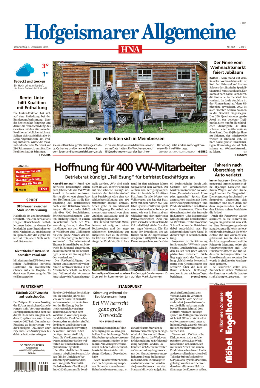 Hofgeismarer Allgemeine vom Donnerstag, 04.12.2025