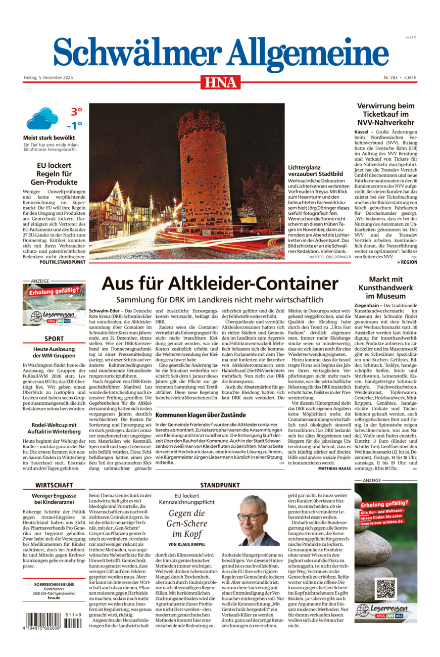 Schwälmer Allgemeine vom Freitag, 05.12.2025