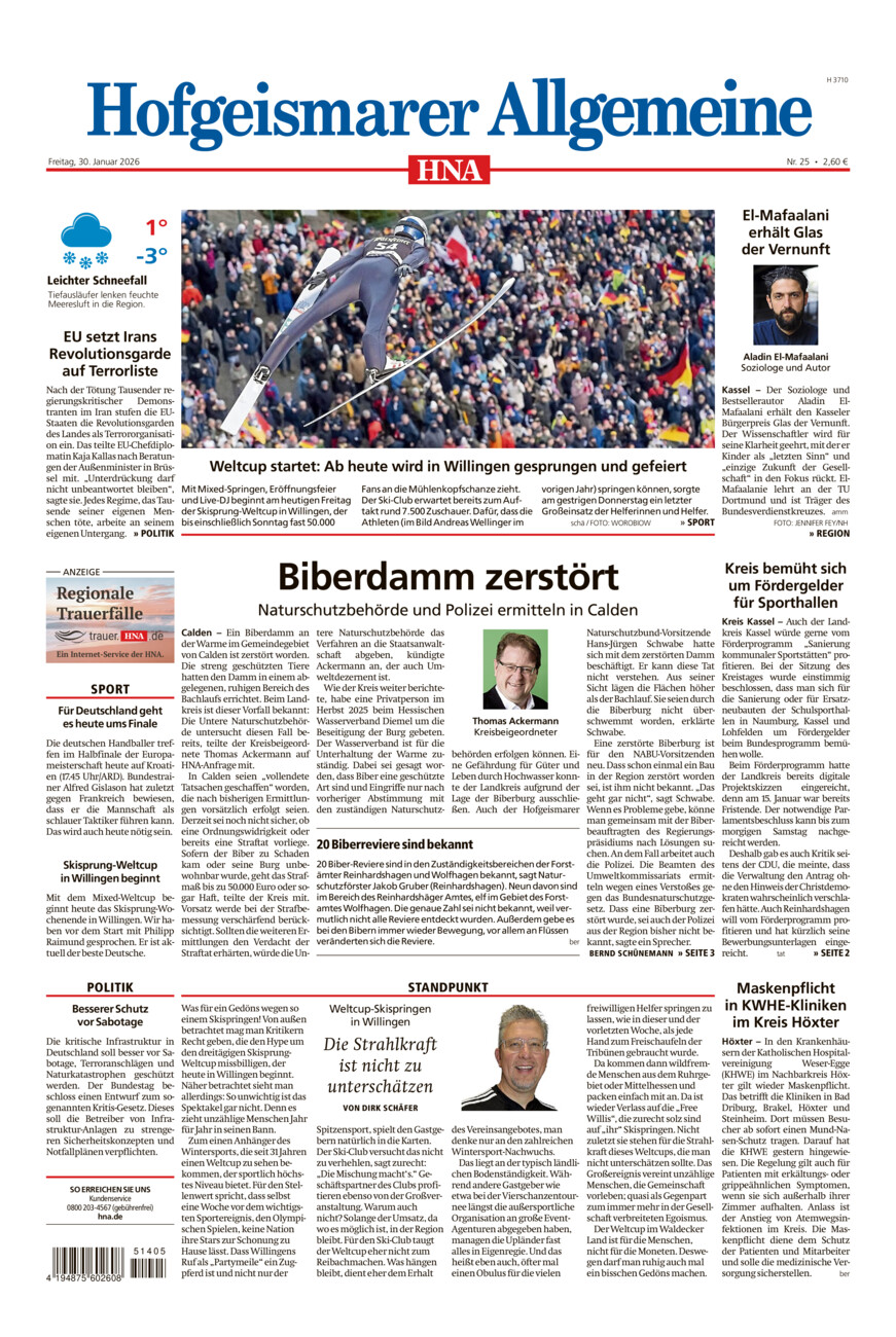 Hofgeismarer Allgemeine vom Freitag, 30.01.2026