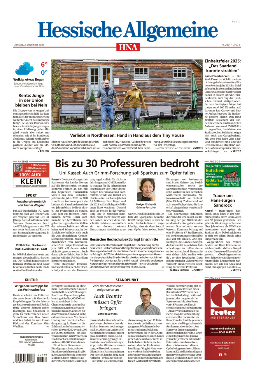 Hessische Allgemeine (Kassel-Ost) vom Dienstag, 02.12.2025