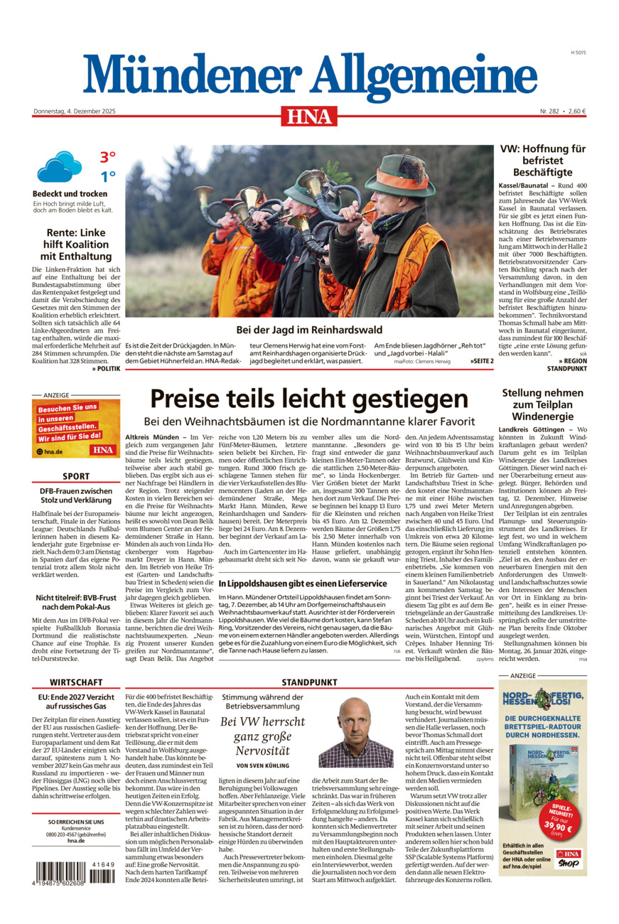 Mündener Allgemeine vom Donnerstag, 04.12.2025