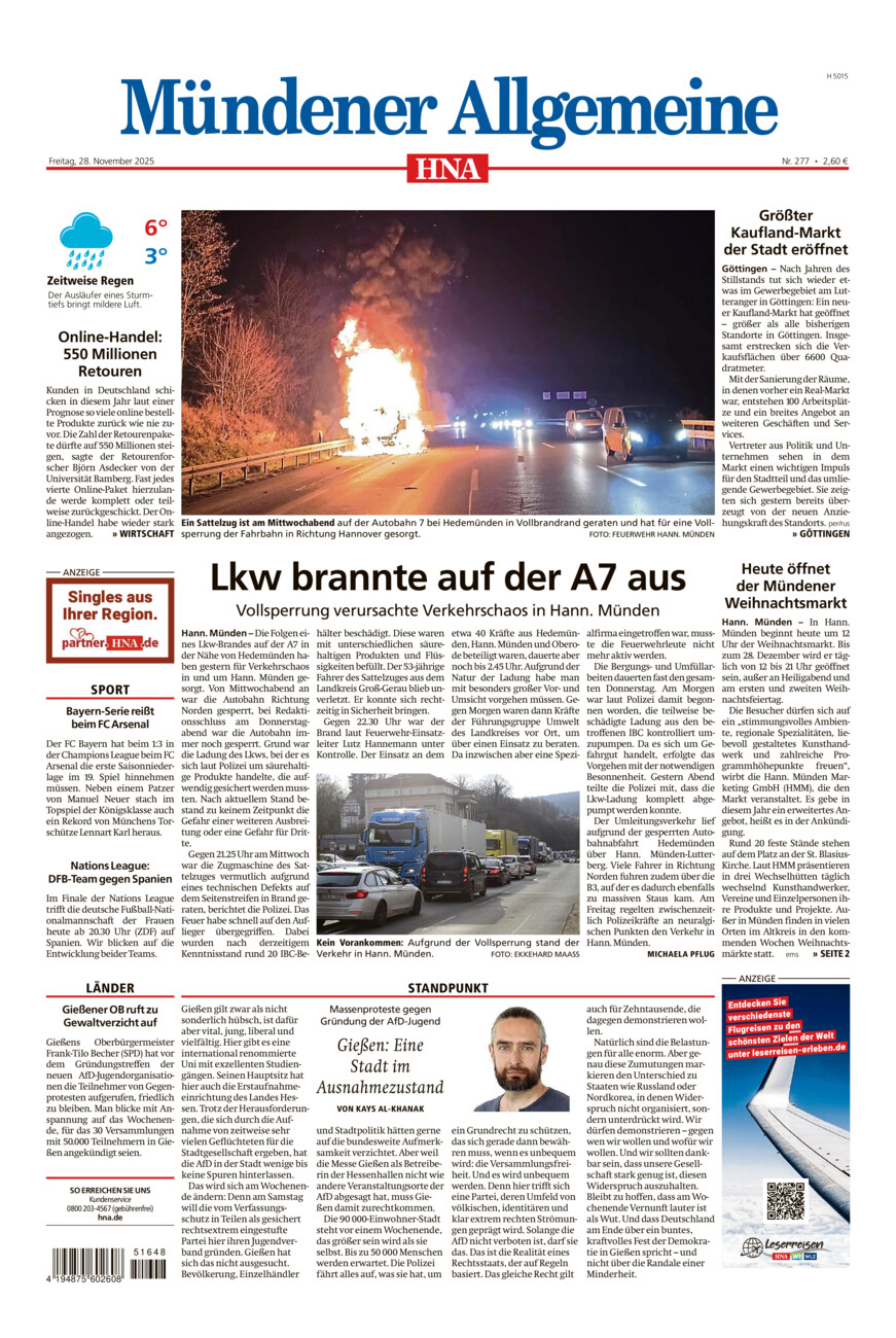 Mündener Allgemeine vom Freitag, 28.11.2025