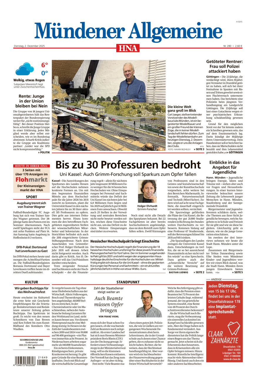 Mündener Allgemeine vom Dienstag, 02.12.2025