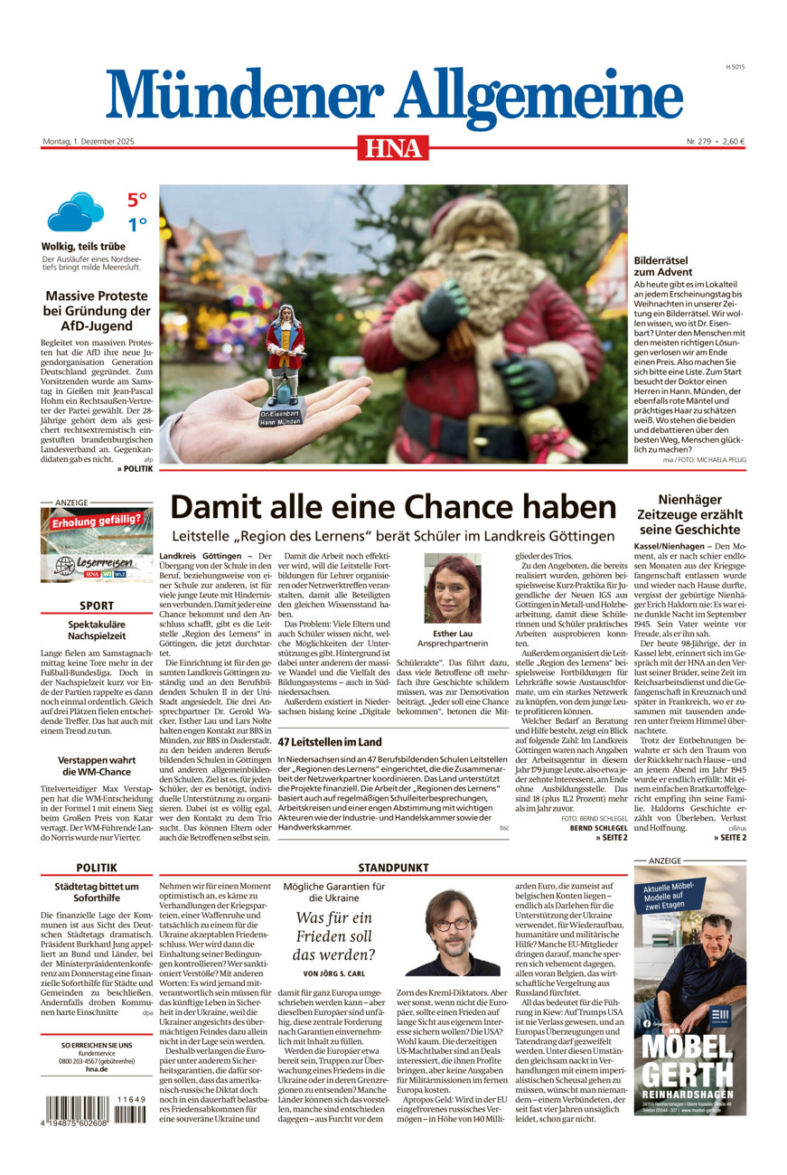 Mündener Allgemeine vom Montag, 01.12.2025
