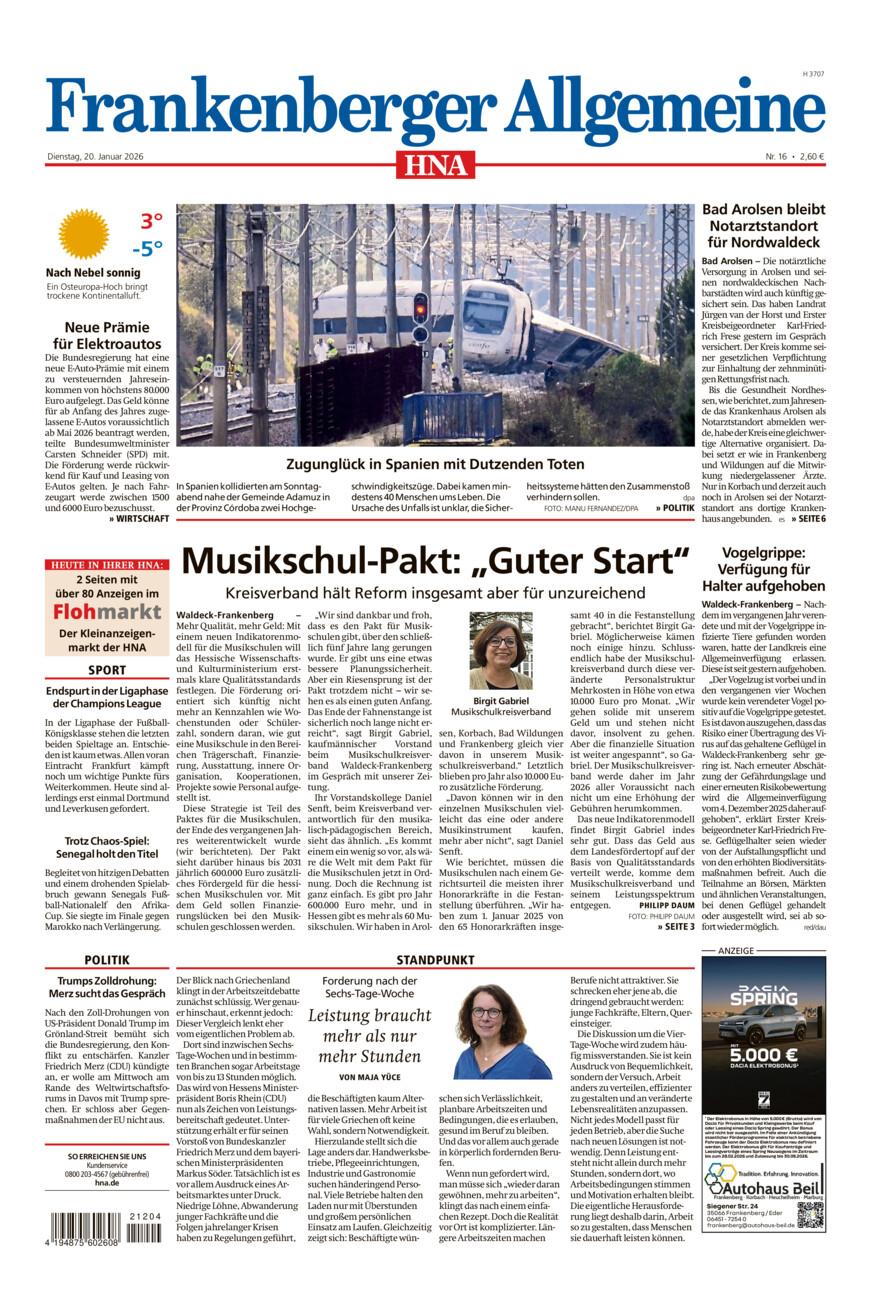 Frankenberger Allgemeine vom Dienstag, 20.01.2026